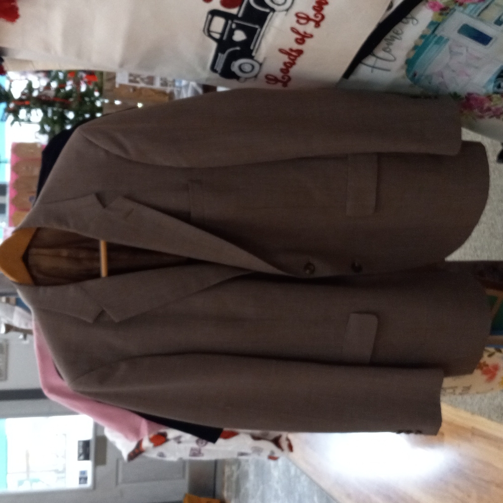 Milano cloth olive green plaid blazer jacket sz 46 1/2 lined